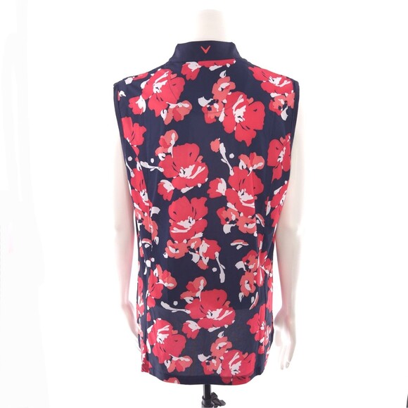 Callaway Sleevelss Floral Peacoat Navy Red Shirt Womens XL - Picture 4 of 10